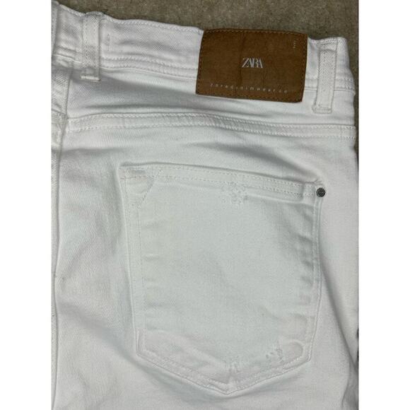 Zara White Distressed 34 waist, 27 inseam, Raw Edge High Rise PLUS - Picture 4 of 10